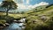 Dreamy Creek In The Green Landscape: A Photorealistic Image Of Hindu Yorkshire Dales