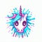 Dreamy Delight: Unicorn Face Vector Illustration on a White Background,Generative AI