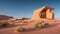 A Dreamy Desert Scene With A Building In The Middle Of The Desert AI Generative