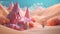 Dreamy desert world with this 3D illustration of ice cream and sand dunes