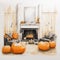 Dreamy Fireplace Illustration With Halloween Decor