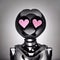 Dreamy heart-shaped robot surrounded by love, loneliness, emotion concept created with generative AI