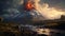 Dreamy Hyperrealistic Image Of Volcano In Hindu Yorkshire Dales