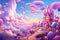 Dreamy journey through a vivid candyland, Generative AI