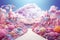 Dreamy journey through a vivid candyland, Generative AI