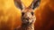 Dreamy Kangaroo Portrait: A Captivating Blend Of Dark Orange And Light Gold