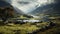 Dreamy Landscape Of Lewislands: Mountains, Creek, And River In Scotland And England