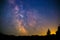 Dreamy landscape of Milky way galaxy. Amazing background of night sky