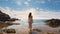 Dreamy Landscape: A Photo Realistic Shot Of Megan At A Breathtaking Beach