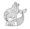 Dreamy lying mermaid with long curly hair.