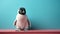 Dreamy Minimalist Photography Cute Penguin On A Pink Shelf