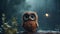Dreamy Owl In Rain: Dark Orange And Brown Artwork In 8k Resolution