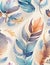 Dreamy pastel feather seamless pattern. AI generated