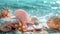Dreamy pastel-toned beach scene AI Generated