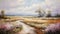 Dreamy Path Through Open Grassland Uhd Painting With Romantic Riverscapes