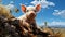 Dreamy Pig: Aggressive Digital Illustration Of A Cute Brown Pig On A Hill