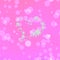 Dreamy pink bubbles or flare digitally rendered pattern with snowflakes heart