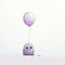 Dreamy Purple Balloon: A Minimalist Painting Inspired By Necronomicon Illustrations