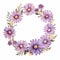 Dreamy Purple Daisy Watercolor Wreath Design
