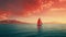 Dreamy Red Sailboat Sailing In Vibrant Mediterranean Waters