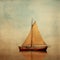 Dreamy Romanticism: A Small Sailing Boat On Brown Background