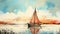 Dreamy Sailboat Painting On The Sea With Pastel Colors