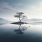 Dreamy Scottish Landscape: Lone Tree In Water With Majestic Mountains