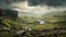 Dreamy Scottish Landscape: River Dale And Majestic Mountains