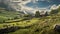 Dreamy Sheep Walking On Lush Grass In Hindu Yorkshire Dales