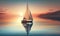 Dreamy Sunset Sailing on Calm Lake Background for Invitations and Posters.