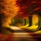 dreamy surreal fantasy fairytale world in autumn colours, digital