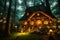 Dreamy Tree Trunk Houses in Enchanted Forest.AI Generated