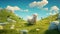 Dreamy Wensleydale Sheep In Studio Ghibli Style