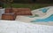 Dreamy white rubber landscape with scoops and colorful spots on the playground. stainless steel tunnel through the wave. design co