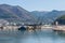 Dredge ship on the sea on the Igoumenitsa port in the Greece. Thesprotia.