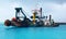 Dredger Heavy Excavator on Water in the Sea Deep Sea Dredge