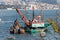 Dredger in operation in the Bosphorus Istambul