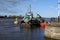 Dredger, River Great Ouse - South Quay, Kings Lynn, Norfolk, England, UK