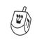 Dreidel Hanukkah Toy Outline Icon on White