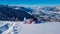 Dreilaendereck - Snowboard woman relaxing in powder snow in ski resort Dreilaendereck in Karawanks, Carinthia