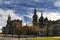 Dresden Cathedral of the Holy Trinity Hofkirche, Castle Hausmannsturm on Theaterplatz in Dresden, Germany. November 2019