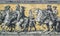 DRESDEN, GERMANY - AUGUST 3, 2016: A fragment of Procession of Princes, a mural of a mounted procession of the rulers of Saxony