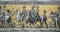 DRESDEN, GERMANY - AUGUST 3, 2016: A fragment of Procession of Princes, a mural of a mounted procession of the rulers of Saxony