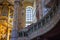 Dresden, Germany - June 28, 2022: Inside the church of our Lady or Frauenkirche Dresden. Golden Interior with view of altar in the