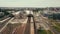 DRESDEN, GERMANY - MAY 2, 2018. Aerial shot of Hauptbahnhof or city central railway station