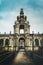 Dresdner Zwinger with dramatic sky. Dresden landmark. Travel and tourism in Dresden.