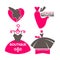 Dress boutique or fashion atelier salon vector icons templates set