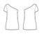 Dress one shoulder technical fashion illustration with short sleeve, oversized body, mini length pencil skirt apparel