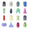 Dress, sarafan, coats of women`s clothing. Women`s clothing set collection icons in cartoon style vector symbol stock