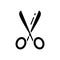 Dress scissors black icon, concept illustration, vector flat symbol, glyph sign.